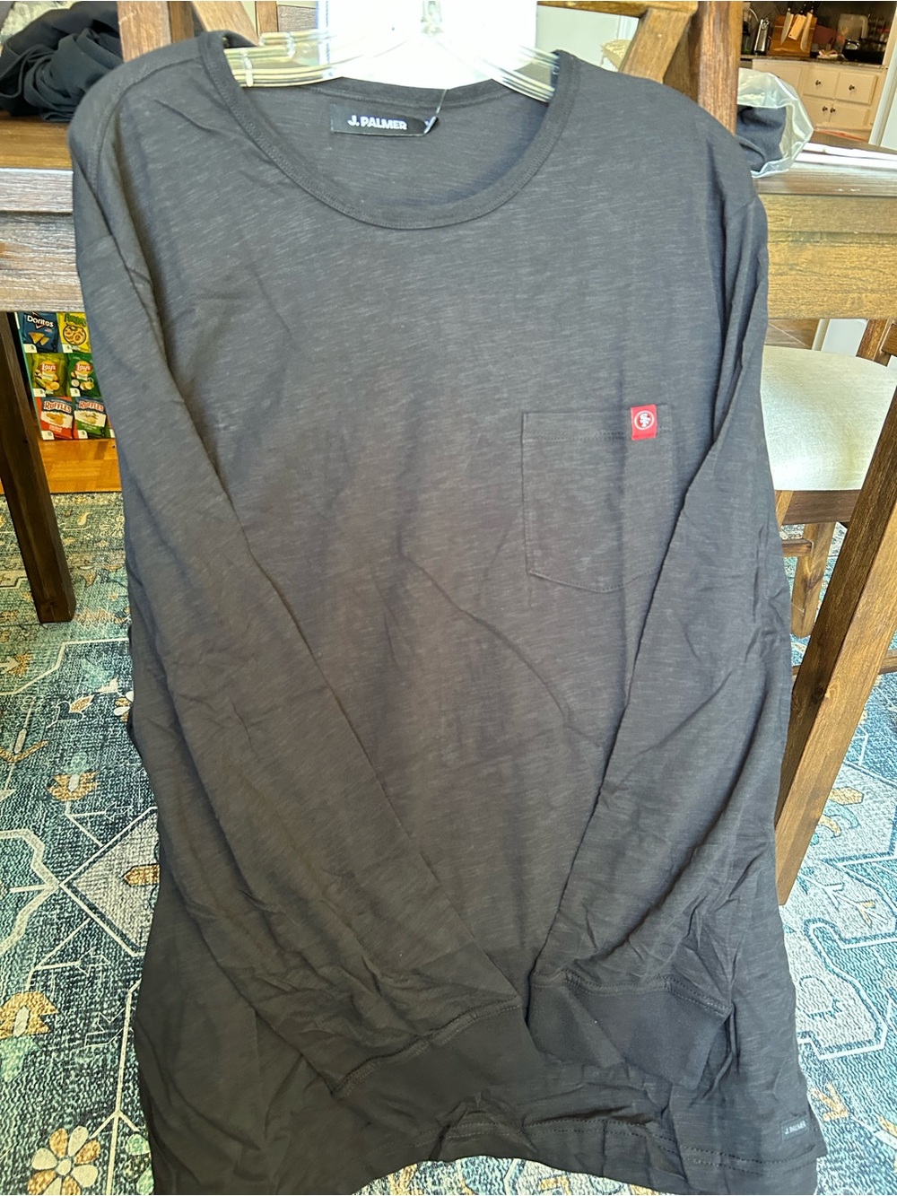 SF 49ers Men's Long-Sleeve Pocket Tee — Black
